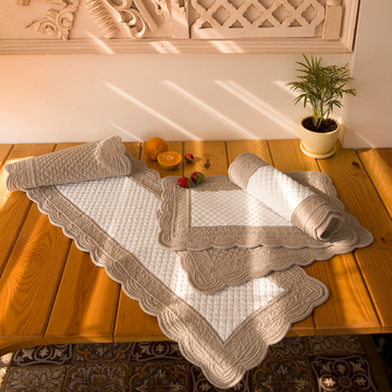 Beige Center Border Reversible Runner