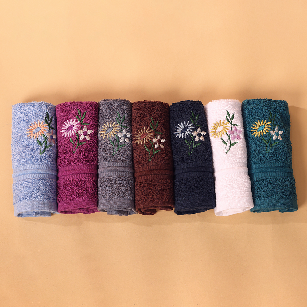 Faye Navy Embroidered Terry Towel Set