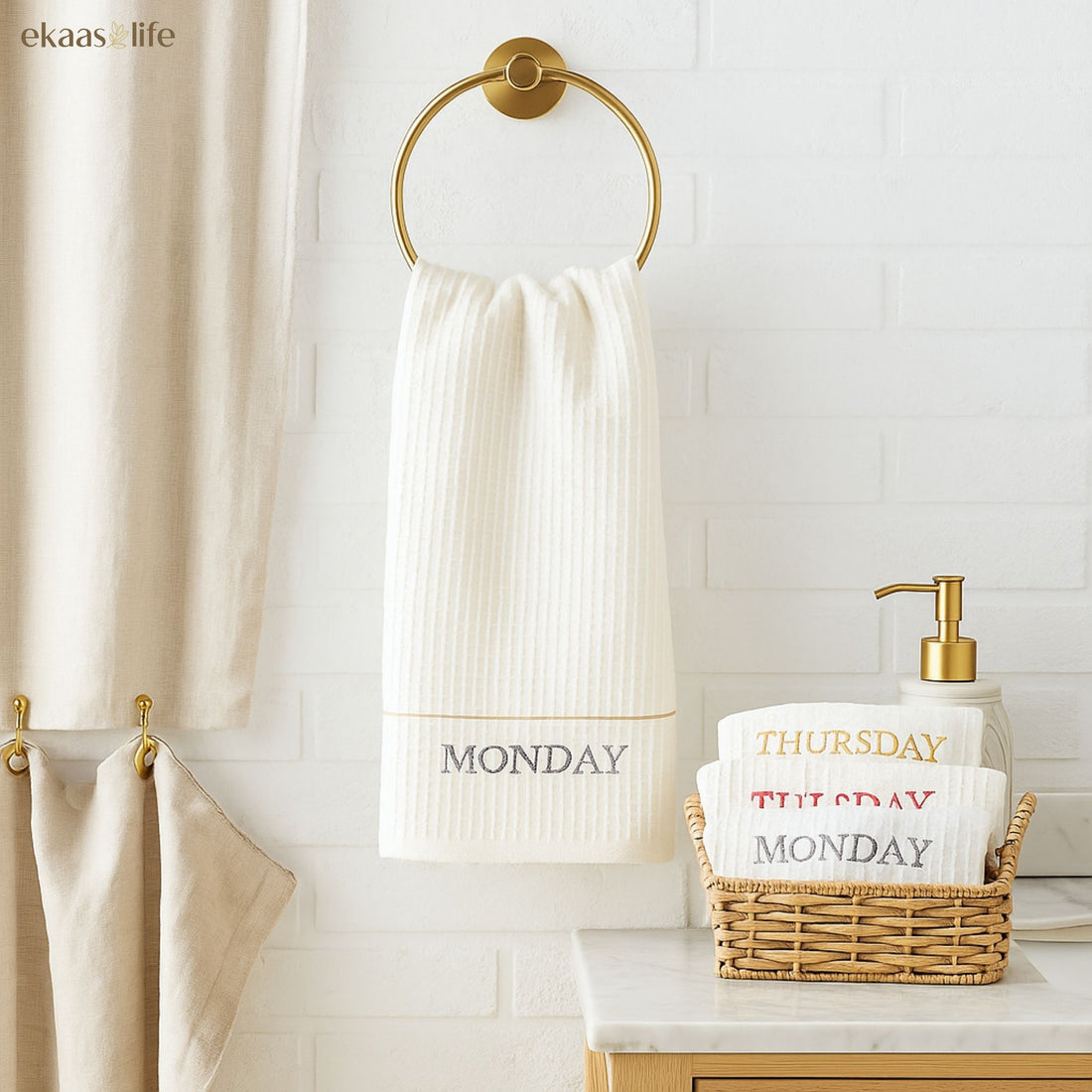 Weekdays Waffle Hand Towel Set of 7