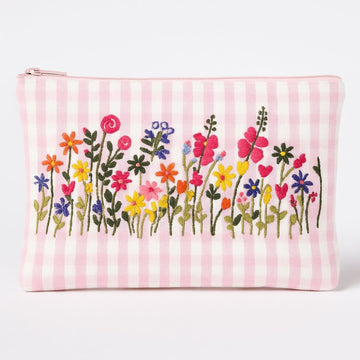 Pink Checks Handwork Tulip Pouch