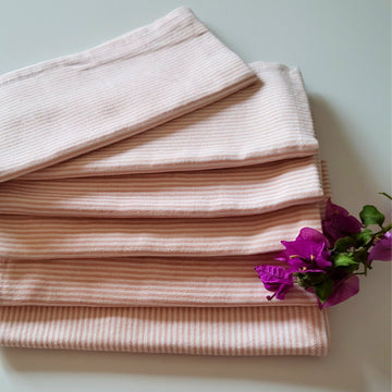Peach Pinstripes Cotton Table Napkin Set