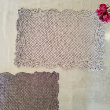 Velvet/Cotton Grey Reversible Decorative Placemat