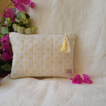 Ray Ivory Quilted Pouch