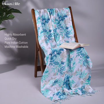 Coral Blue Printed Coast Towel