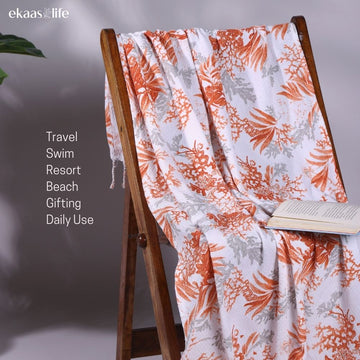 Coral Orange Printed Coast Towel