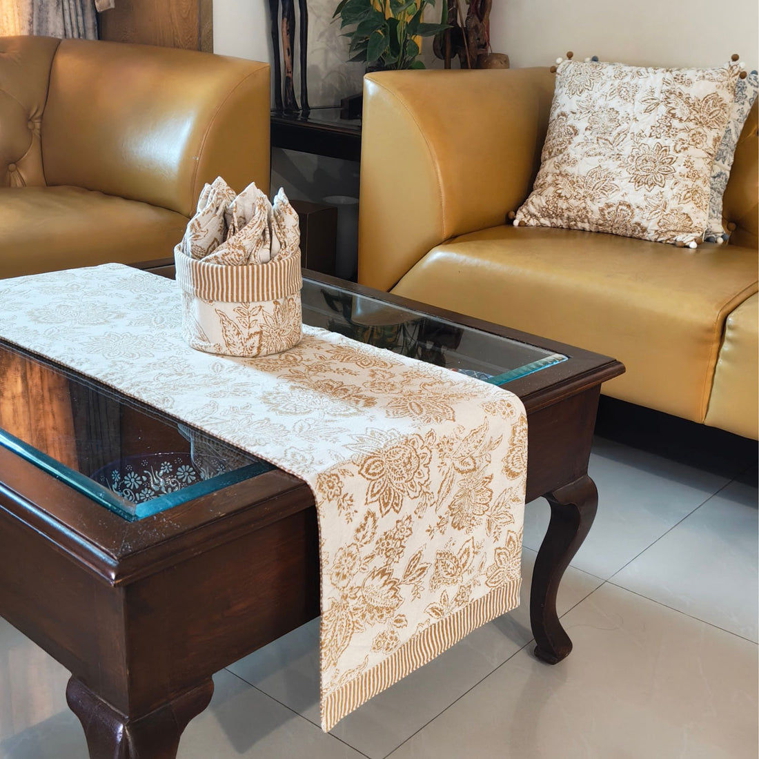 Gab Mustard Reversible Non-Quilted Runner