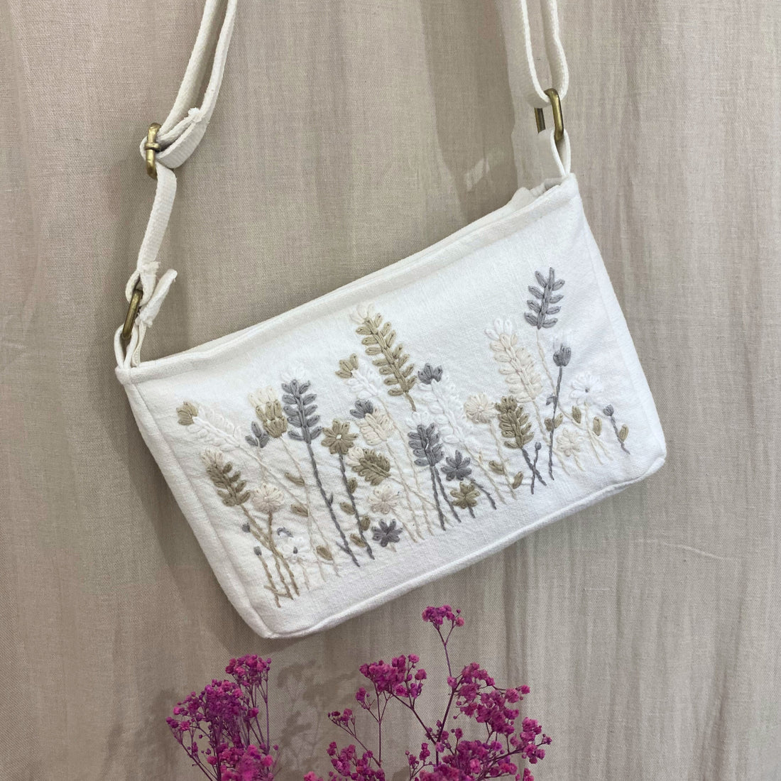 Esme Ivory Handwork Sling Bag