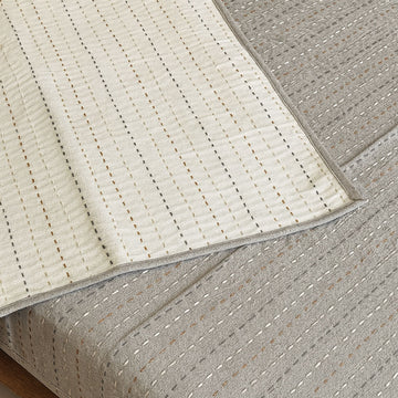 Dark Grey Hand Katha Quilted Bedcover