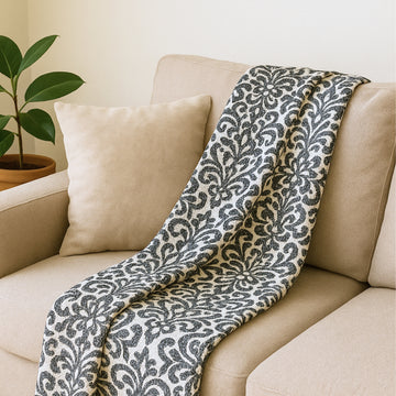 Damask Printed Cotton Slub Throw