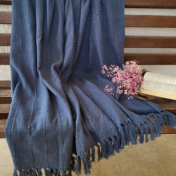 Navy Blue Cotton Slub Throw