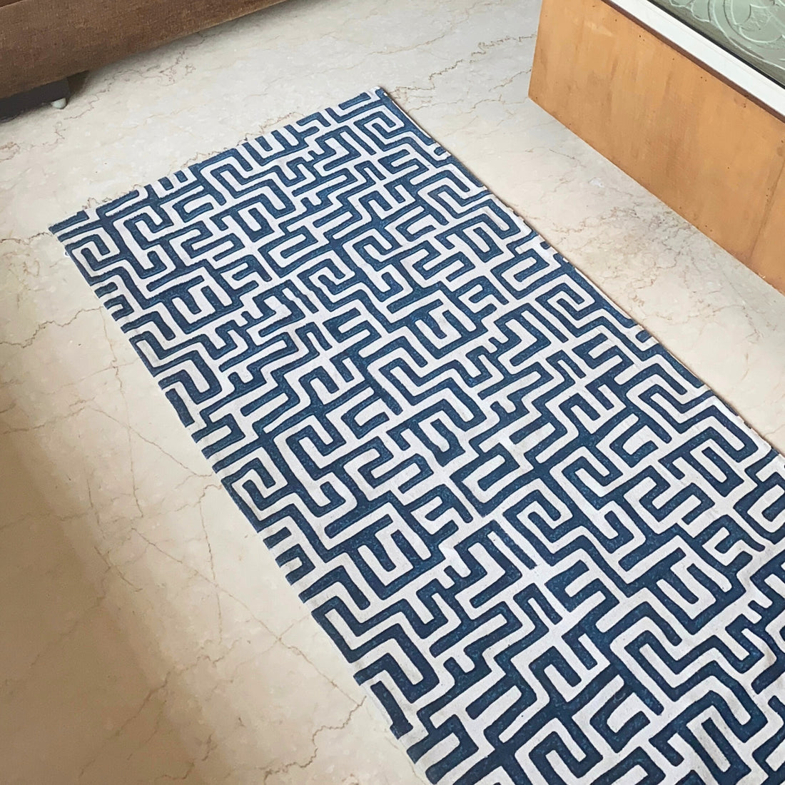 Teal Maze Decorative Floor Mat
