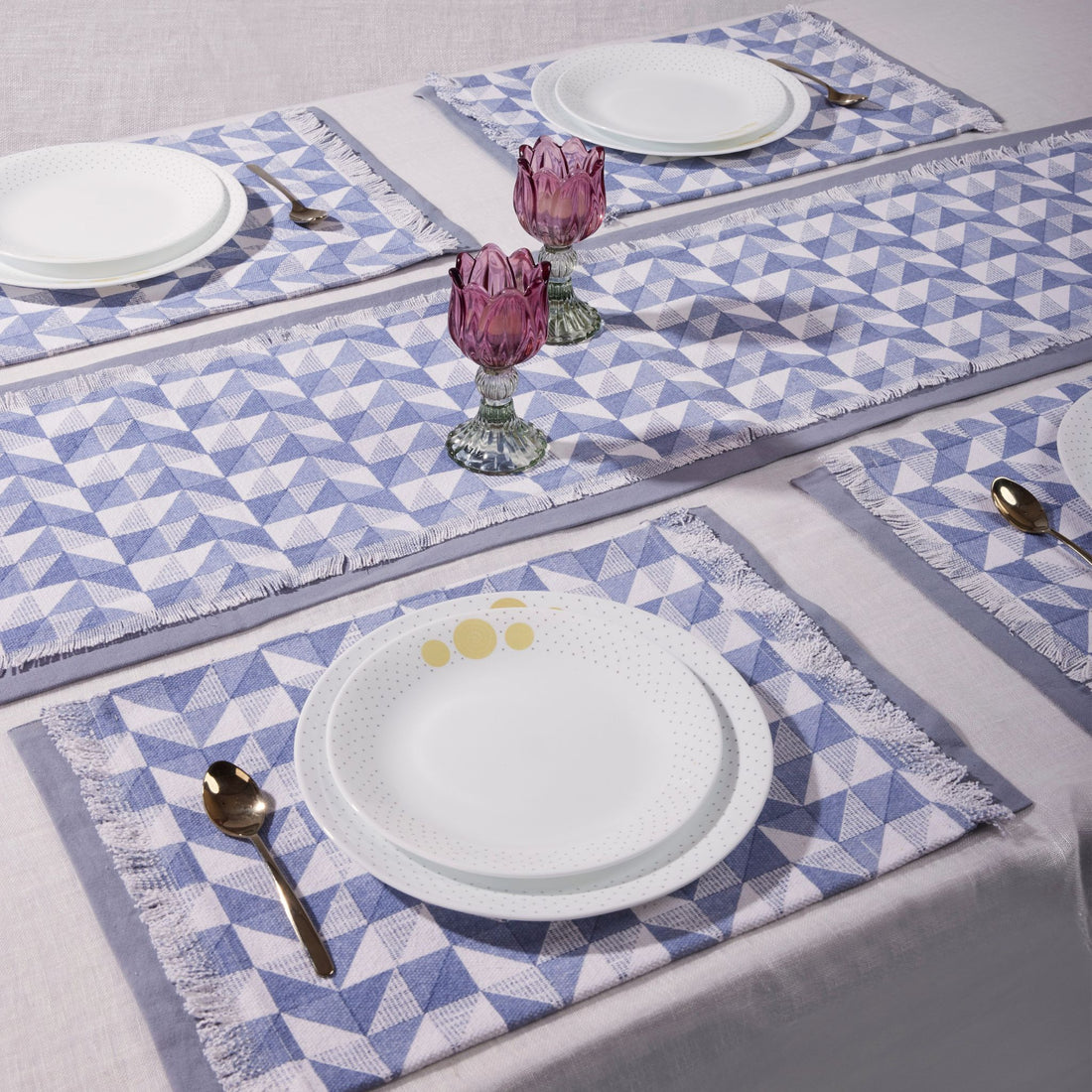 Geo - Blue Non-Quilted Runner