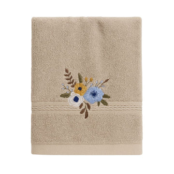 Super Terry Beige Embroidered Towel Set
