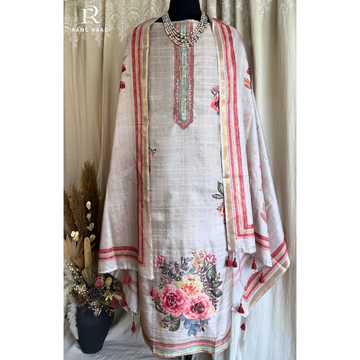 Vira Tussar silk Unstitched Suit