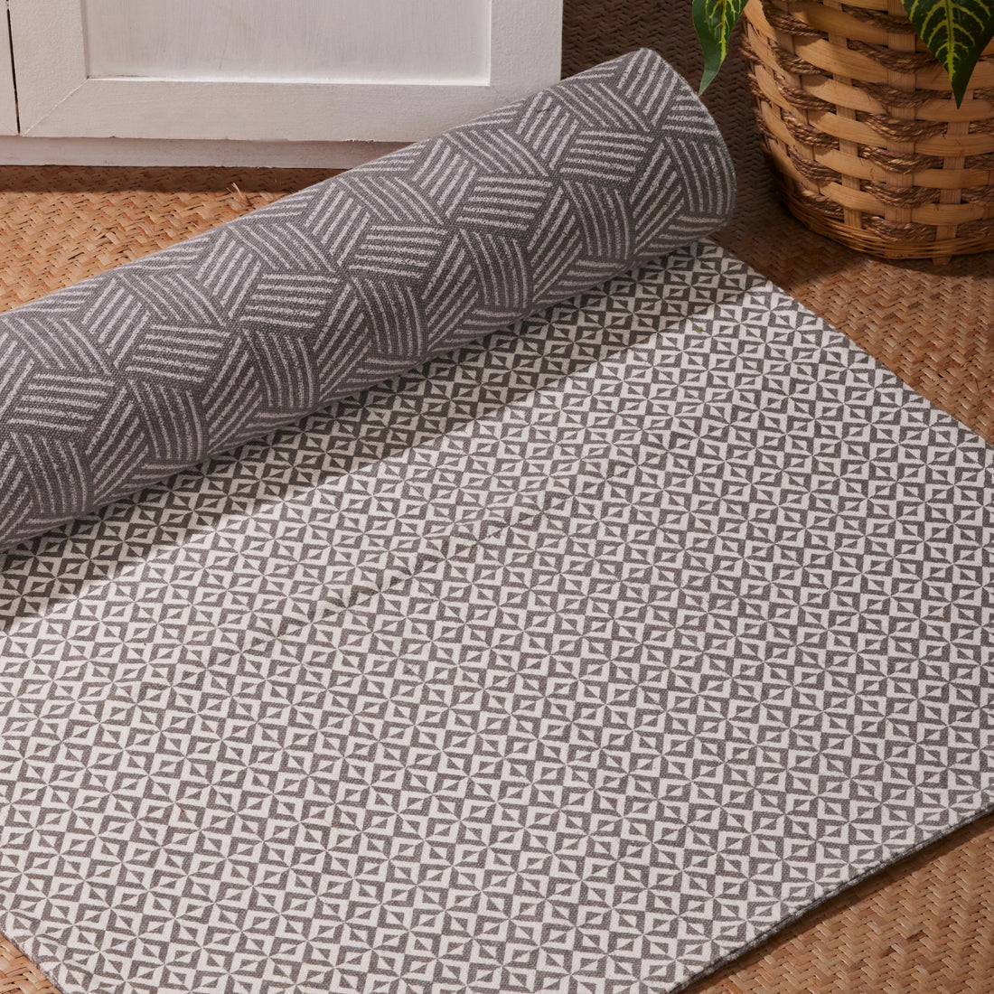 Grey Geo Decorative Floor Mat
