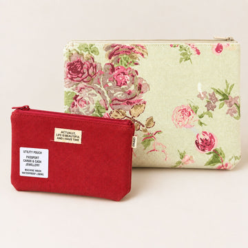 Pack Of 2 Pouch Green Rose