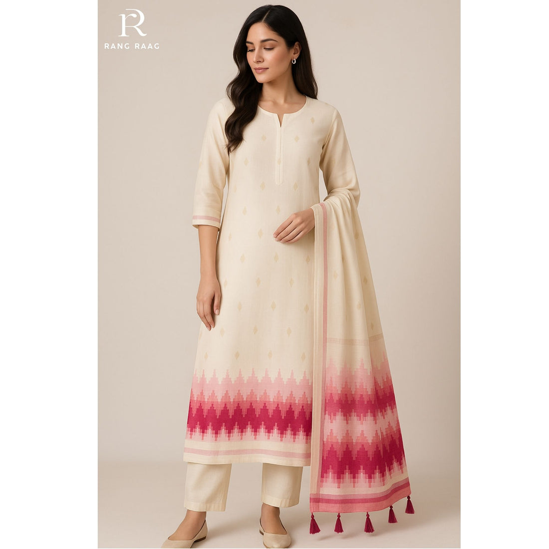 Zeni Chanderi cotton Unstitched Suit