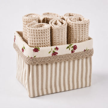 Posy Beige Towel Basket