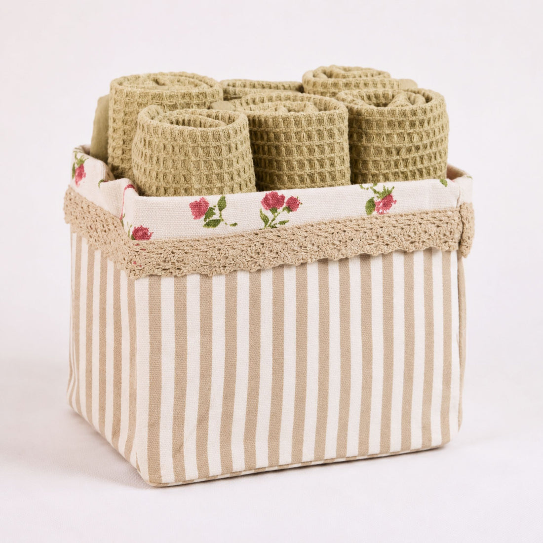 Posy Beige Towel Basket
