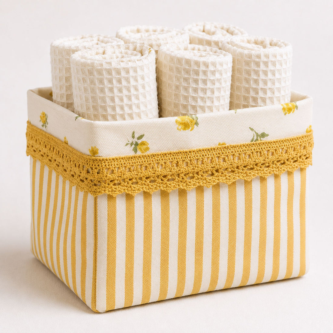 Posy Yellow Towel Basket
