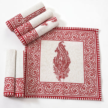 Paisley Block Print Napkin Set of 6
