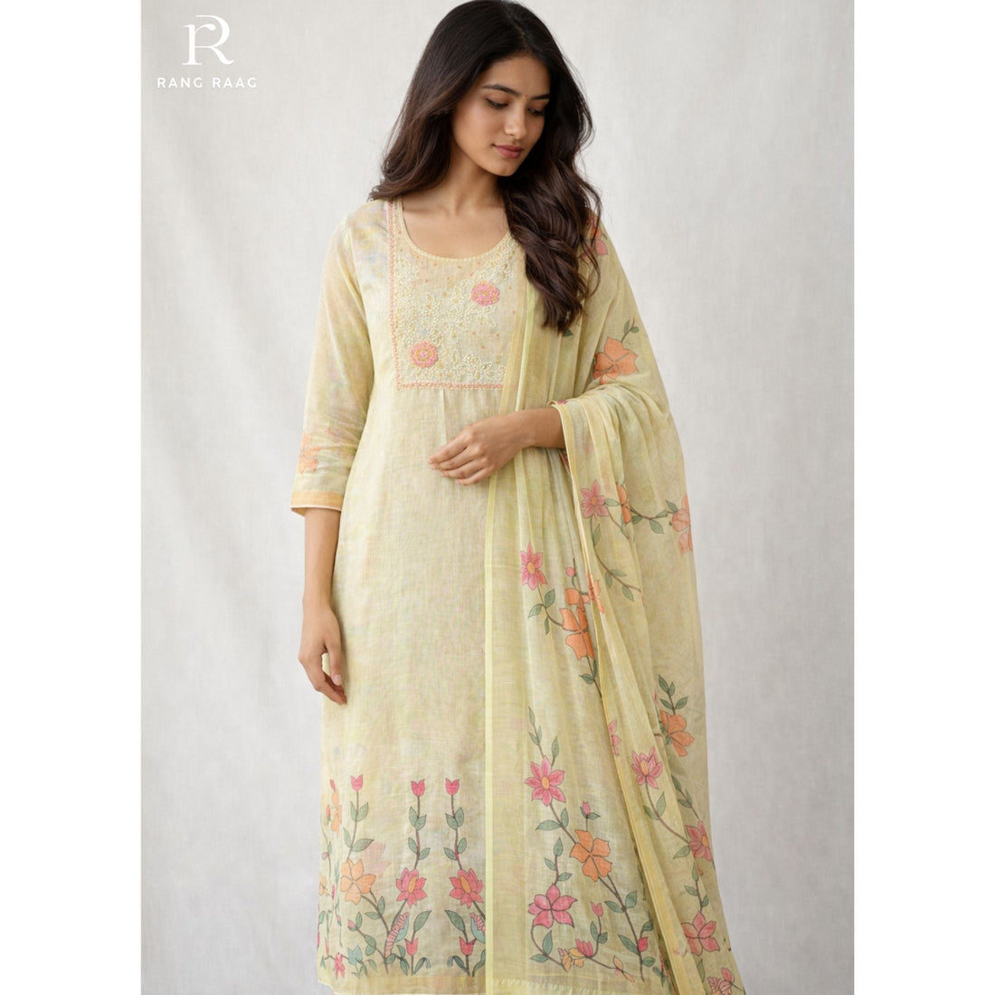 Mehr Tissue Linen Unstitched Suit