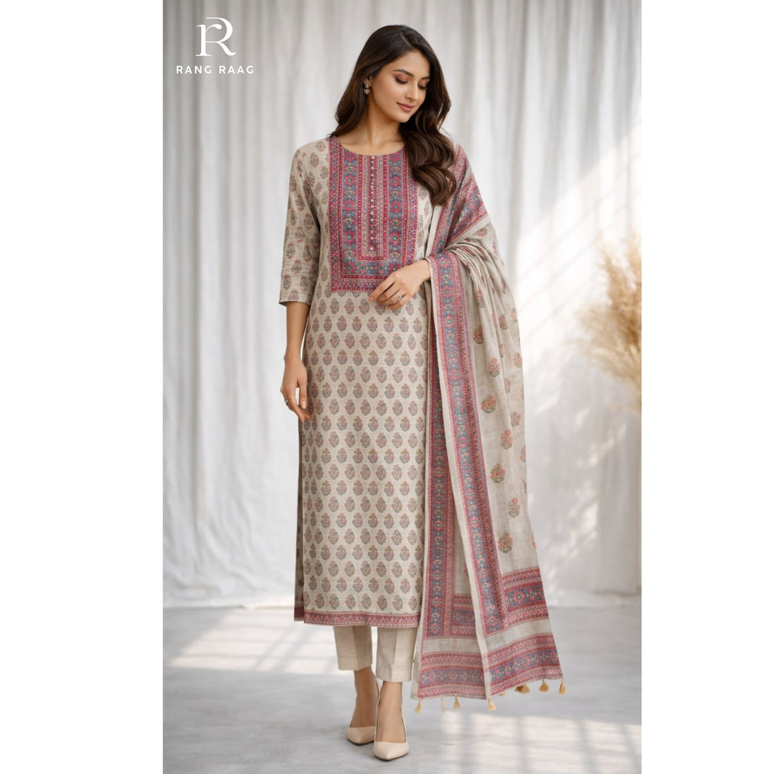 Megh Tussar Silk Unstitched Suit