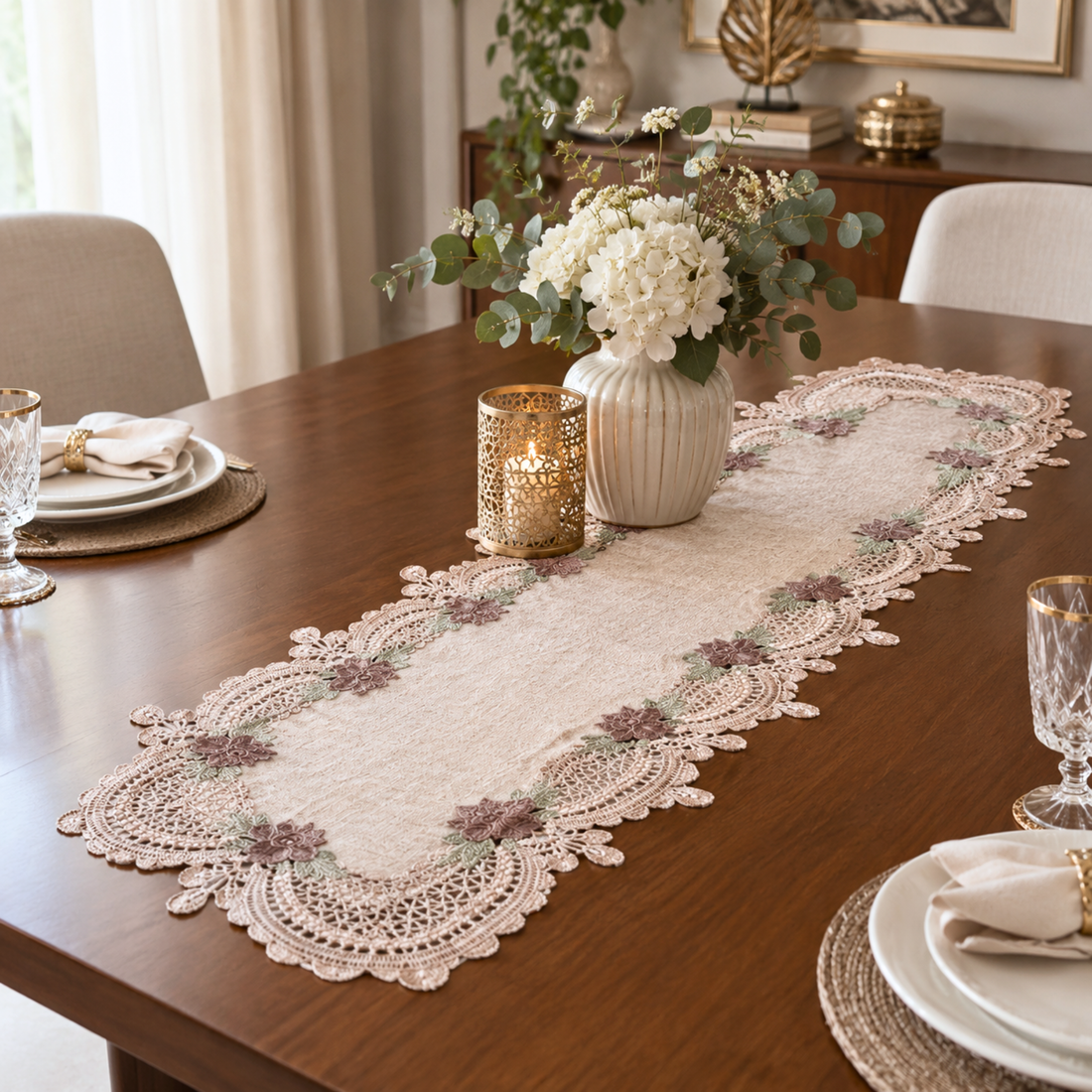 Rumi Beige Linen Non- Quilted Runner