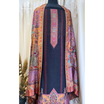 Reni Black Parshima Unstitched Suit