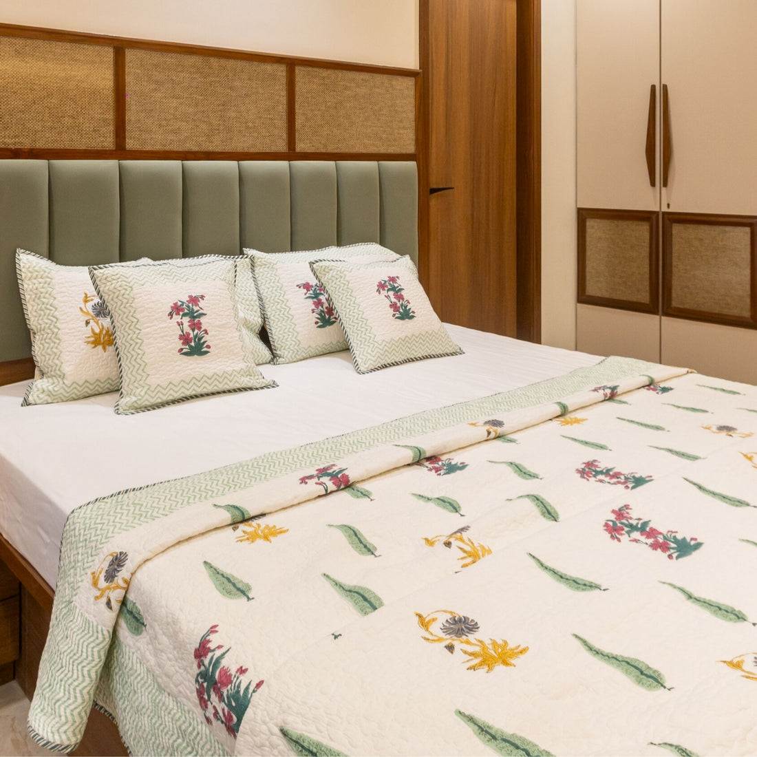 Mira Block Print Quilted Bedding Set