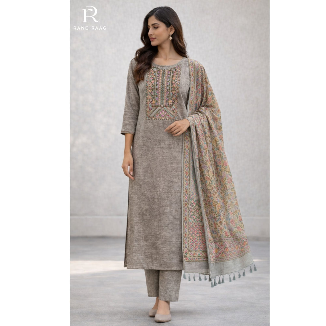 Aina Linen cotton Unstitched Suit