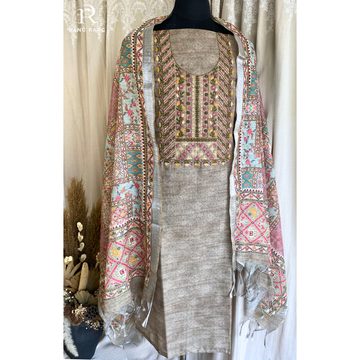 Aina Linen cotton Unstitched Suit