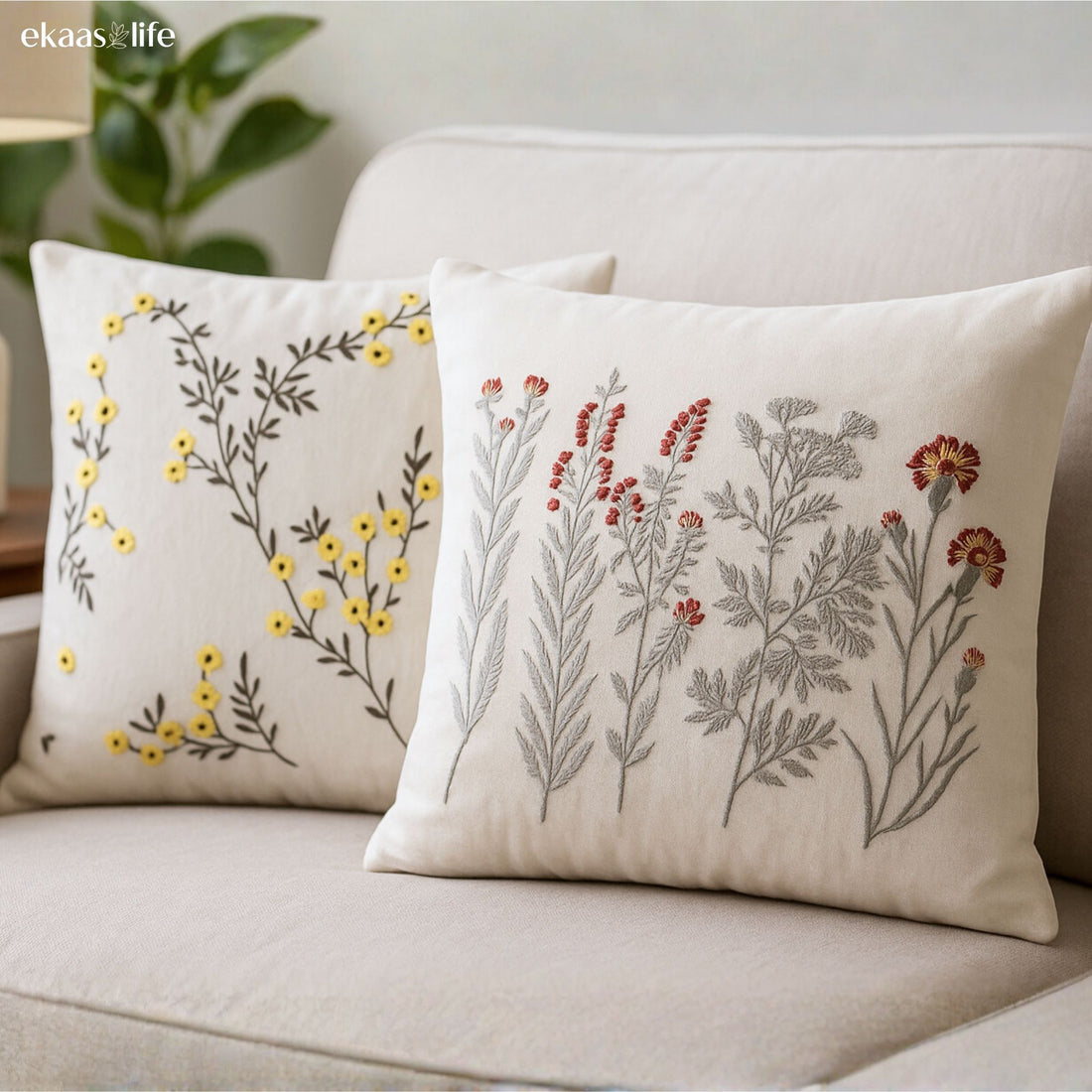 Avery Red Embroidered Cushion Cover