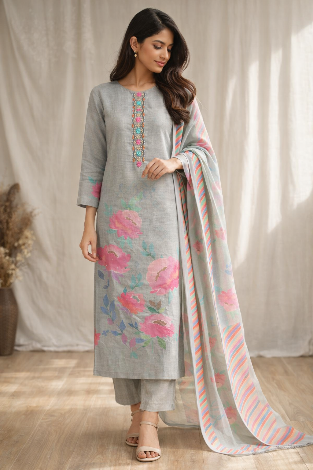 Heer Tissue Linen Unstitched Suit