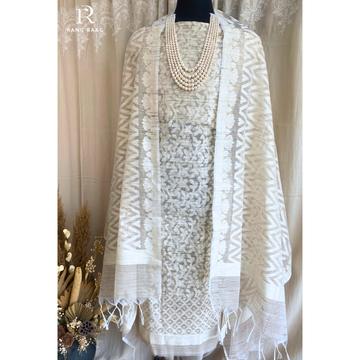 Risa Beige Tissue silk Unstitched Suit
