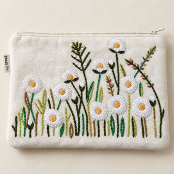 White Daisy Handwork Pouch