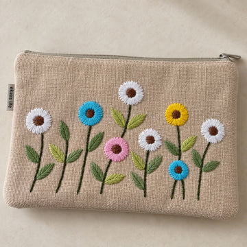 Brown Floral Handwork Pouch
