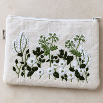White Garden Handwork Pouch