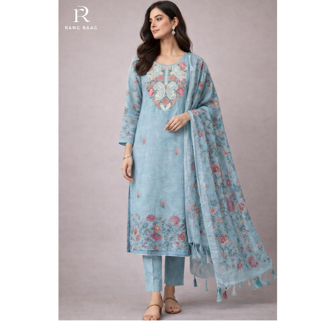 Aria Linen Cotton Unstitched Suit