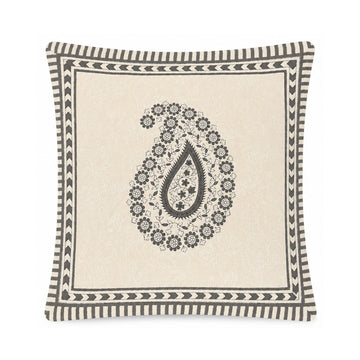 Rooh Charcoal Block Print Cushion Cover