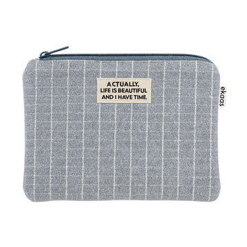 Grey Checks Pocket Pouch
