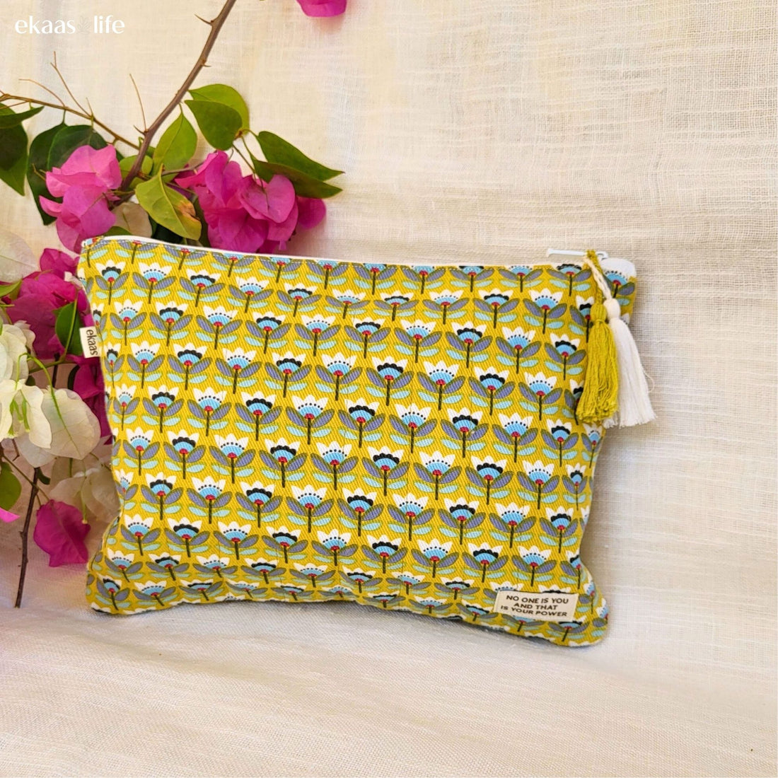 Lotus Mustard Quilted Pouch Set