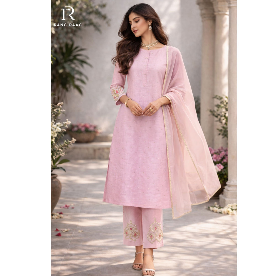 Ashvi Pink Pure Cotton Unstitched Suit