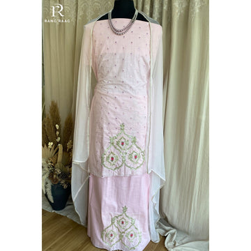 Ashvi Pink Pure Cotton Unstitched Suit