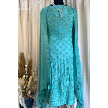 Aru Green Muslin Silk Unstitched Suit