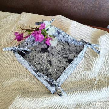 Black Floral Foldable Square Tray