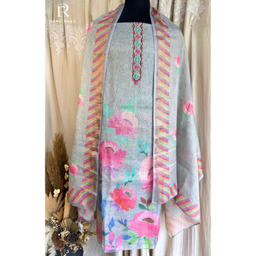 Heer Tissue Linen Unstitched Suit