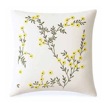 Avery Yellow Embroidered Cushion Cover